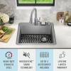 imageDELTA FAUCET Delta Lenta 32inch Undermount 16 Gauge Stainless Steel Double Bowl Kitchen Sink with Accessories 95303432D6SS Satin 32 Inch  Double Bowl25in