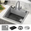 imageDELTA FAUCET Delta Lenta 32inch Undermount 16 Gauge Stainless Steel Double Bowl Kitchen Sink with Accessories 95303432D6SS Satin 32 Inch  Double Bowl25in