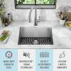 imageDELTA FAUCET Delta Lenta 32inch Undermount 16 Gauge Stainless Steel Double Bowl Kitchen Sink with Accessories 95303432D6SS Satin 32 Inch  Double Bowl23 inch
