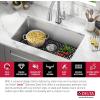 imageDELTA FAUCET Delta Lenta 32inch Undermount 16 Gauge Stainless Steel Double Bowl Kitchen Sink with Accessories 95303432D6SS Satin 32 Inch  Double Bowl32 Inch