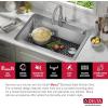 imageDELTA FAUCET Delta Lenta 32inch Undermount 16 Gauge Stainless Steel Double Bowl Kitchen Sink with Accessories 95303432D6SS Satin 32 Inch  Double Bowl33in