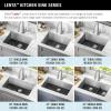 imageDELTA FAUCET Delta Lenta 32inch Undermount 16 Gauge Stainless Steel Double Bowl Kitchen Sink with Accessories 95303432D6SS Satin 32 Inch  Double Bowl30 Inch