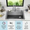imageDELTA FAUCET Delta Lenta 32inch Undermount 16 Gauge Stainless Steel Double Bowl Kitchen Sink with Accessories 95303432D6SS Satin 32 Inch  Double Bowl30in