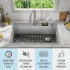 imageDELTA FAUCET Delta Lenta 32inch Undermount 16 Gauge Stainless Steel Double Bowl Kitchen Sink with Accessories 95303432D6SS Satin 32 Inch  Double Bowl33in