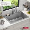 imageDELTA FAUCET Delta Lenta 32inch Undermount 16 Gauge Stainless Steel Double Bowl Kitchen Sink with Accessories 95303432D6SS Satin 32 Inch  Double Bowl30in