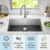imageDELTA FAUCET Delta Lenta 32inch Undermount 16 Gauge Stainless Steel Double Bowl Kitchen Sink with Accessories 95303432D6SS Satin 32 Inch  Double Bowl32 Inch