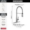 imageDelta Faucet Essa Pro Commercial Style Kitchen Faucet with Pull Down Sprayer Matte Black Spring Single Hole Kitchen Sink Faucet Matte Black 9613BLDSTArctic Stainless