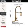 imageDelta Faucet Essa Pro Commercial Style Kitchen Faucet with Pull Down Sprayer Matte Black Spring Single Hole Kitchen Sink Faucet Matte Black 9613BLDSTChampagne Bronze