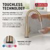 imageDelta Faucet Monrovia Touchless Kitchen Faucet with Touch Technology Brushed Nickel Kitchen Sink Faucet with Pull Down Sprayer Lumicoat Arctic Stainless 9191TLARPRDSTLumicoat Champagne Bronze