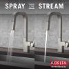 imageDelta Junction Brushed Nickel Kitchen Faucet with Pull Down Sprayer Modern Single Hole Kitchen Sink Faucet Single Handle Spotshield Stainless 19825LFSPSpotshield Stainless