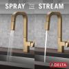 imageDelta Junction Brushed Nickel Kitchen Faucet with Pull Down Sprayer Modern Single Hole Kitchen Sink Faucet Single Handle Spotshield Stainless 19825LFSPChampagne Bronze
