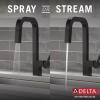 imageDelta Junction Brushed Nickel Kitchen Faucet with Pull Down Sprayer Modern Single Hole Kitchen Sink Faucet Single Handle Spotshield Stainless 19825LFSPMatte Black