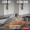 imageDelta Theodora Pro Style Commercial Kitchen Faucet with Pull Down Sprayer Single Hole Matte Black Kitchen Sink Faucet Single Handle Matte Black 18804ZBLDSTChampagne Bronze
