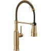 imageDelta Theodora Pro Style Commercial Kitchen Faucet with Pull Down Sprayer Single Hole Matte Black Kitchen Sink Faucet Single Handle Matte Black 18804ZBLDSTChampagne Bronze
