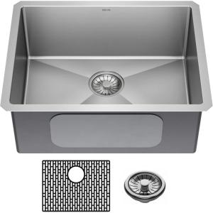 imageDELTA FAUCET Delta Lenta 32inch Undermount 16 Gauge Stainless Steel Double Bowl Kitchen Sink with Accessories 95303432D6SS Satin 32 Inch  Double Bowl23 inch