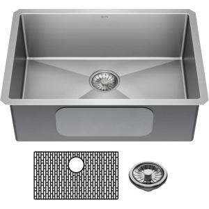 imageDELTA FAUCET Delta Lenta 32inch Undermount 16 Gauge Stainless Steel Double Bowl Kitchen Sink with Accessories 95303432D6SS Satin 32 Inch  Double Bowl26 Inch
