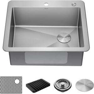 imageDELTA FAUCET Delta Lenta 32inch Undermount 16 Gauge Stainless Steel Double Bowl Kitchen Sink with Accessories 95303432D6SS Satin 32 Inch  Double Bowl25in