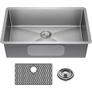 imageDELTA FAUCET Delta Lenta 32inch Undermount 16 Gauge Stainless Steel Double Bowl Kitchen Sink with Accessories 95303432D6SS Satin 32 Inch  Double Bowl30 Inch