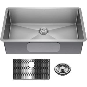 imageDELTA FAUCET Delta Lenta 32inch Undermount 16 Gauge Stainless Steel Double Bowl Kitchen Sink with Accessories 95303432D6SS Satin 32 Inch  Double Bowl32 Inch