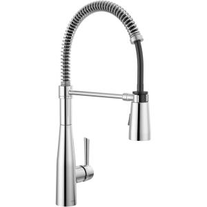 imageDelta Faucet Essa Pro Commercial Style Kitchen Faucet with Pull Down Sprayer Matte Black Spring Single Hole Kitchen Sink Faucet Matte Black 9613BLDSTChrome
