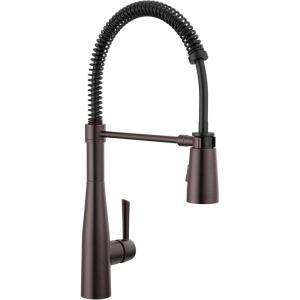 imageDelta Faucet Essa Pro Commercial Style Kitchen Faucet with Pull Down Sprayer Matte Black Spring Single Hole Kitchen Sink Faucet Matte Black 9613BLDSTVenetian Bronze