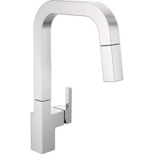 imageDelta Junction Brushed Nickel Kitchen Faucet with Pull Down Sprayer Modern Single Hole Kitchen Sink Faucet Single Handle Spotshield Stainless 19825LFSPChrome