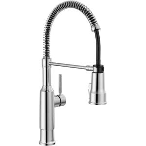 imageDelta Theodora Pro Style Commercial Kitchen Faucet with Pull Down Sprayer Single Hole Matte Black Kitchen Sink Faucet Single Handle Matte Black 18804ZBLDSTChrome