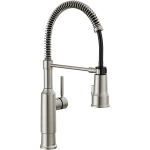 imageDelta Theodora Pro Style Commercial Kitchen Faucet with Pull Down Sprayer Single Hole Matte Black Kitchen Sink Faucet Single Handle Matte Black 18804ZBLDSTSpotshield Stainless