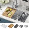 imageDELTA FAUCET 95B93227SSS Lorelai Workstation Kitchen Sink Undermount Stainless Steel Single Bowl with WorkFlow Ledge and Chefs Kit of 6 Accessories23in
