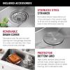 imageDELTA FAUCET 95B93227SSS Lorelai Workstation Kitchen Sink Undermount Stainless Steel Single Bowl with WorkFlow Ledge and Chefs Kit of 6 Accessories32in