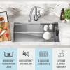 imageDELTA FAUCET 95B93227SSS Lorelai Workstation Kitchen Sink Undermount Stainless Steel Single Bowl with WorkFlow Ledge and Chefs Kit of 6 Accessories32in