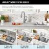 imageDELTA FAUCET 95B93227SSS Lorelai Workstation Kitchen Sink Undermount Stainless Steel Single Bowl with WorkFlow Ledge and Chefs Kit of 6 Accessories32in