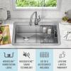 imageDELTA FAUCET 95B93227SSS Lorelai Workstation Kitchen Sink Undermount Stainless Steel Single Bowl with WorkFlow Ledge and Chefs Kit of 6 Accessories33in
