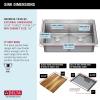 imageDELTA FAUCET 95B93227SSS Lorelai Workstation Kitchen Sink Undermount Stainless Steel Single Bowl with WorkFlow Ledge and Chefs Kit of 6 Accessories33in
