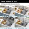 imageDELTA FAUCET 95B93227SSS Lorelai Workstation Kitchen Sink Undermount Stainless Steel Single Bowl with WorkFlow Ledge and Chefs Kit of 6 Accessories33in