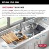 imageDELTA FAUCET 95B93227SSS Lorelai Workstation Kitchen Sink Undermount Stainless Steel Single Bowl with WorkFlow Ledge and Chefs Kit of 6 Accessories45in