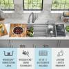 imageDELTA FAUCET 95B93227SSS Lorelai Workstation Kitchen Sink Undermount Stainless Steel Single Bowl with WorkFlow Ledge and Chefs Kit of 6 Accessories45in