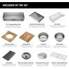 imageDELTA FAUCET 95B93227SSS Lorelai Workstation Kitchen Sink Undermount Stainless Steel Single Bowl with WorkFlow Ledge and Chefs Kit of 6 Accessories45in