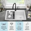 imageDELTA FAUCET Everest 30inch Granite Composite Workstation Kitchen Sink Undermount Single Bowl with WorkFlow Ledge and Accessories in Dark Grey 75B93330SDGWhite
