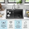 imageDELTA FAUCET Everest 30inch Granite Composite Workstation Kitchen Sink Undermount Single Bowl with WorkFlow Ledge and Accessories in Dark Grey 75B93330SDGBlack