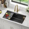 imageDELTA FAUCET Everest 30inch Granite Composite Workstation Kitchen Sink Undermount Single Bowl with WorkFlow Ledge and Accessories in Dark Grey 75B93330SDGWhite
