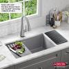 imageDELTA FAUCET Everest 30inch Granite Composite Workstation Kitchen Sink Undermount Single Bowl with WorkFlow Ledge and Accessories in Dark Grey 75B93330SDGBlack