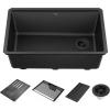 imageDELTA FAUCET Everest 30inch Granite Composite Workstation Kitchen Sink Undermount Single Bowl with WorkFlow Ledge and Accessories in Dark Grey 75B93330SDGBlack