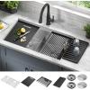 imageDELTA FAUCET Rivet 33Inch Workstation Kitchen Sink Undermount 16 Gauge Stainless Steel 5050 Double Bowl with WorkFlow Ledge and Chefs Kit of 9 Accessories 95B93133DSSStainless Steel