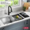 imageDELTA FAUCET Rivet 33Inch Workstation Kitchen Sink Undermount 16 Gauge Stainless Steel 5050 Double Bowl with WorkFlow Ledge and Chefs Kit of 9 Accessories 95B93133DSSStainless Steel