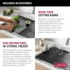 imageDELTA FAUCET Rivet 33Inch Workstation Kitchen Sink Undermount 16 Gauge Stainless Steel 5050 Double Bowl with WorkFlow Ledge and Chefs Kit of 9 Accessories 95B93133DSSStainless Steel
