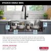 imageDELTA FAUCET Rivet 33Inch Workstation Kitchen Sink Undermount 16 Gauge Stainless Steel 5050 Double Bowl with WorkFlow Ledge and Chefs Kit of 9 Accessories 95B93133DSSStainless Steel
