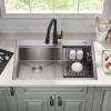 imageDELTA FAUCET Rivet 33Inch Workstation Kitchen Sink Undermount 16 Gauge Stainless Steel 5050 Double Bowl with WorkFlow Ledge and Chefs Kit of 9 Accessories 95B93133DSSStainless Steel