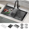 imageDELTA FAUCET Rivet 33Inch Workstation Kitchen Sink Undermount 16 Gauge Stainless Steel 5050 Double Bowl with WorkFlow Ledge and Chefs Kit of 9 Accessories 95B93133DSSStainless Steel
