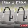 imageDelta Essa Touchless Kitchen Faucet with Touch Technology Brushed Nickel Kitchen Sink Faucet with Pull Down Sprayer Single Hole Arctic Stainless 9113TLARDSTMatte Black